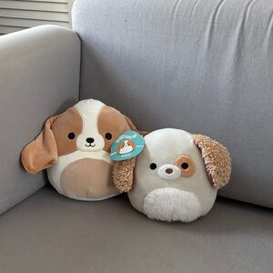 Squishmallows Brown and White Dog Plush Toy Set
